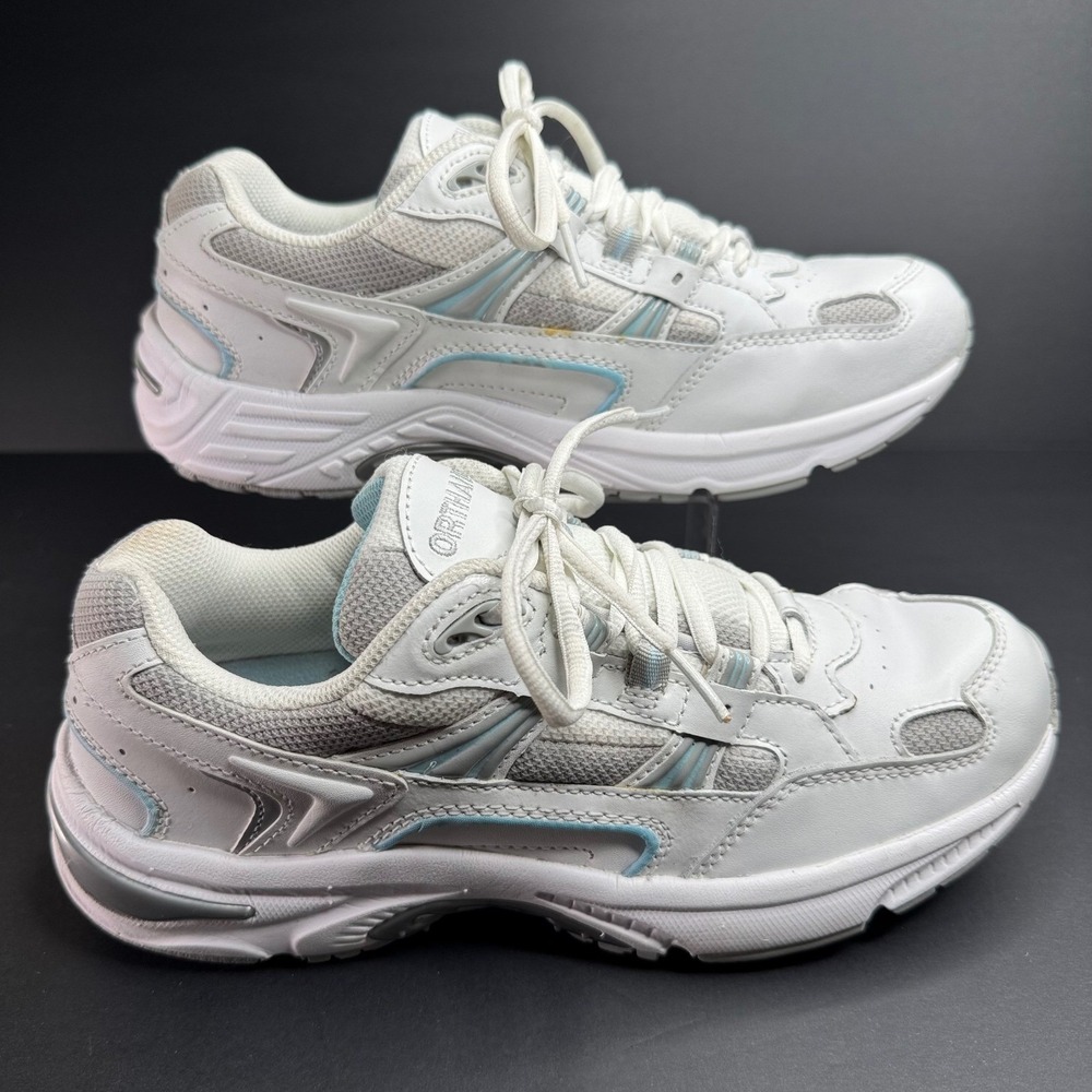 Orthaheel Walker Womens 8 Wide White Blue Leather Orthopedic Walking Shoes